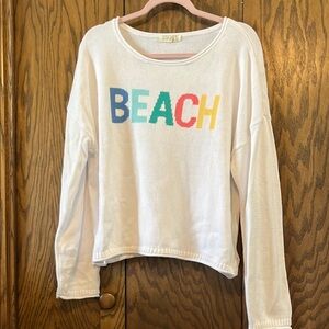 White Beach Graphic Sweater